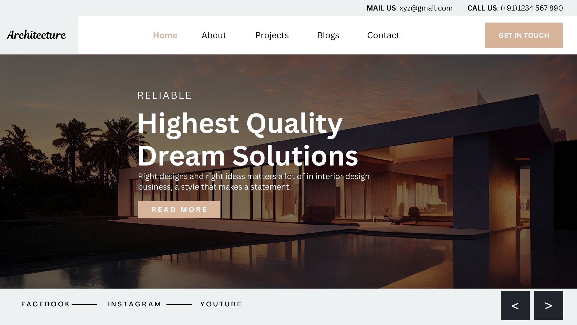 architecture website design landing page