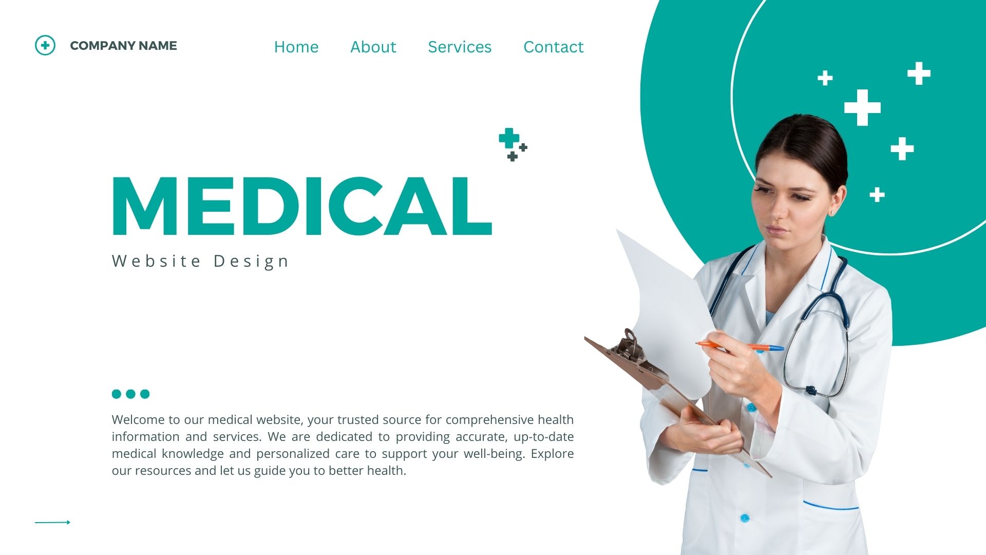 medical website design landing page